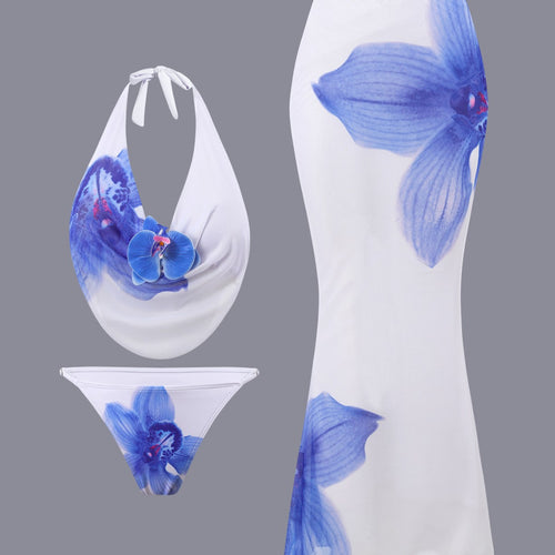 Damen Set aus modischem Bikini und fließendem Maxirock Drune