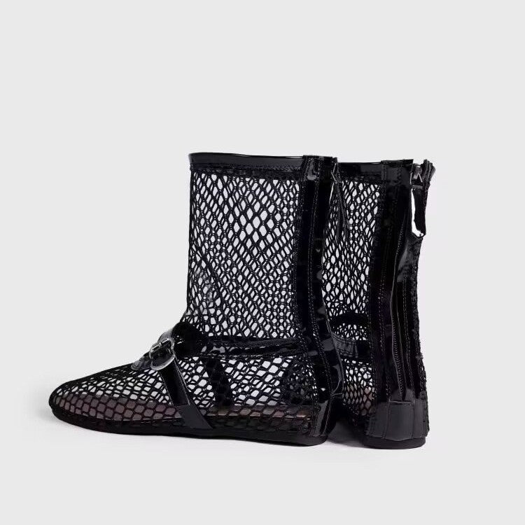 Damen Netzstiefeletten mit modischen Akzenten und komfortablem Futter Drune