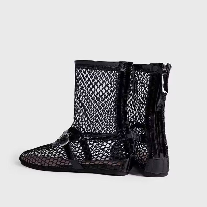 Damen Netzstiefeletten mit modischen Akzenten und komfortablem Futter Drune