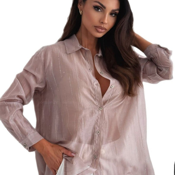Damen lässige Bluse mit funkelnden Akzenten Drune