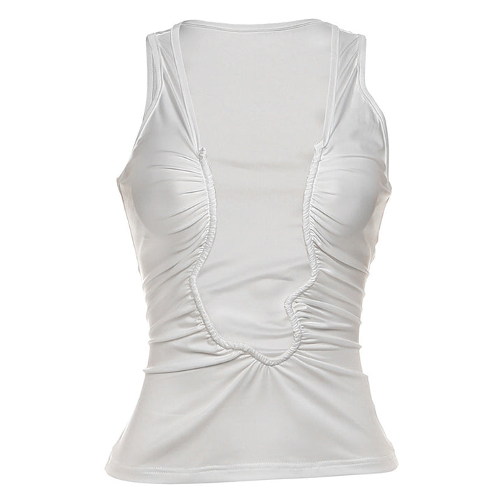 Damen Spitzen Crop-Top mit tiefem V-Ausschnitt und Raffung Drune