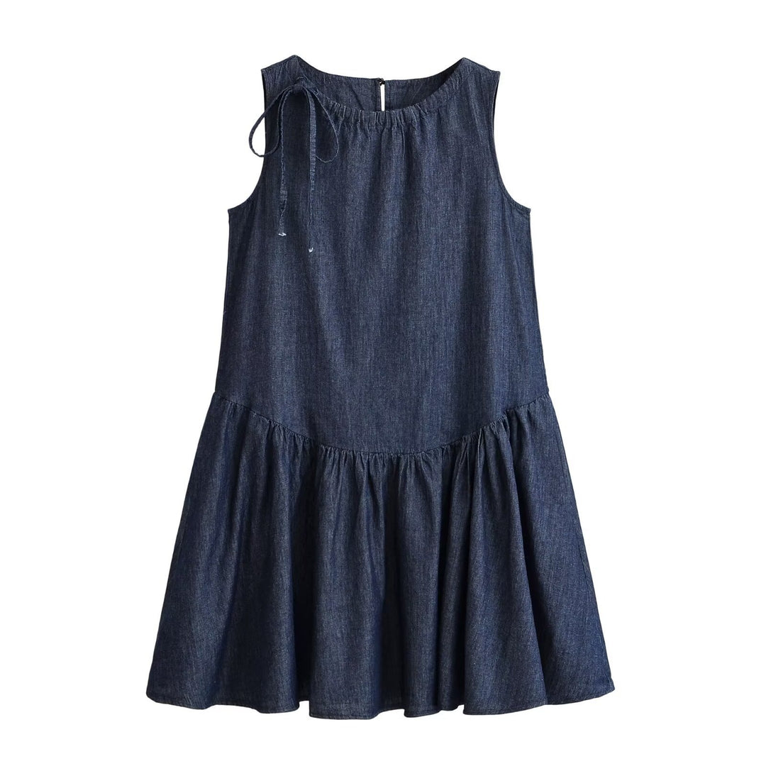 Damen Sommerkleid mit voluminösem Rocksaum und raffiniertem Schnürdetail Drune