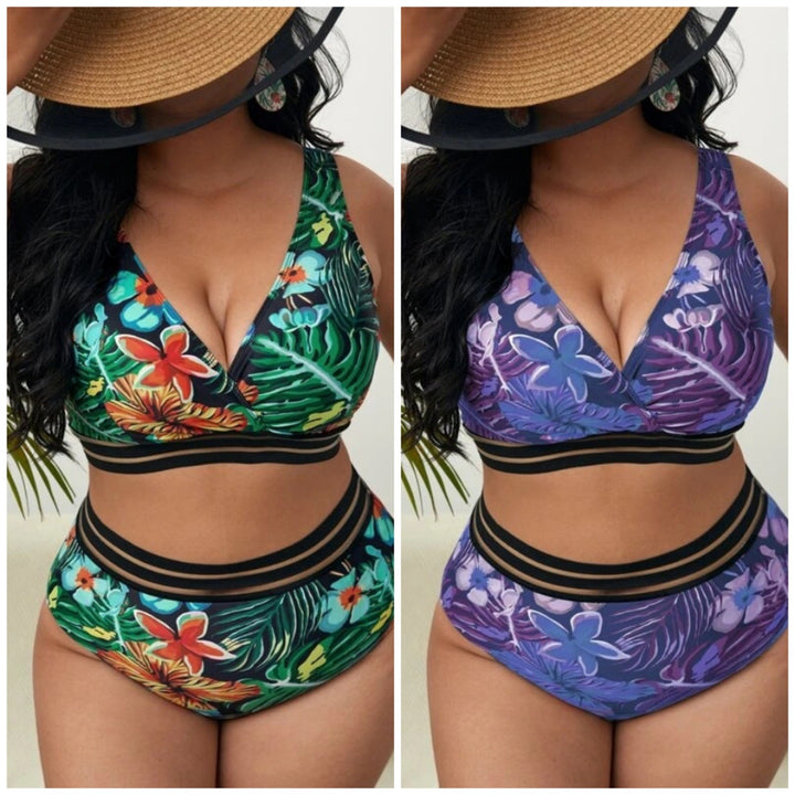 Damen Bunt gemusterter Bikini mit breitem Unterbrustband Drune