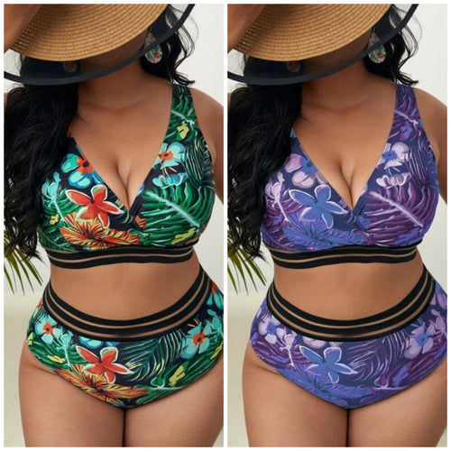 Damen Bunt gemusterter Bikini mit breitem Unterbrustband Drune