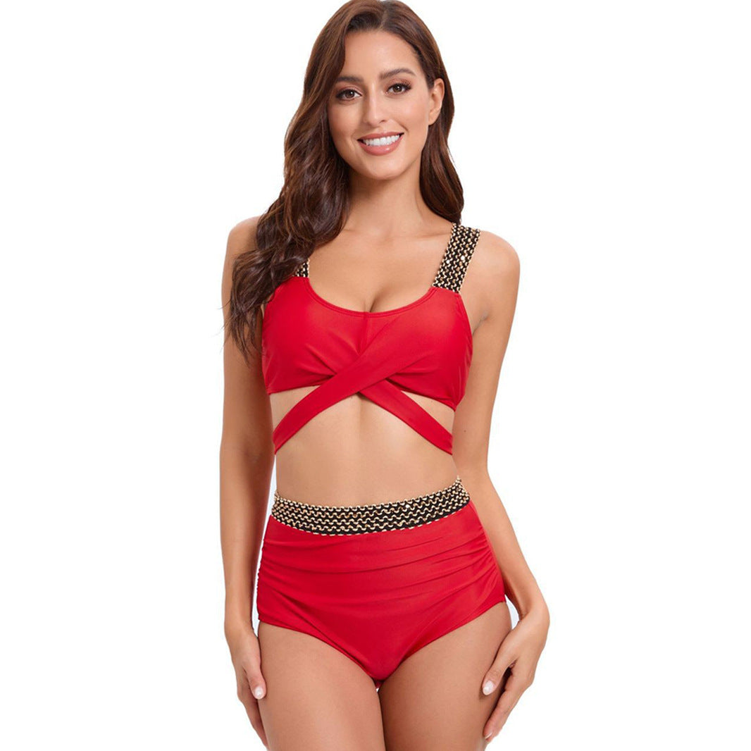 Damen Sportliches Bikini-Set mit raffiniertem Wickeldesign und verstellbaren Trägern Drune