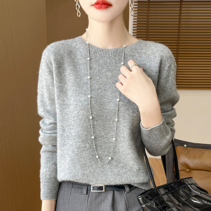 Damen Weicher Mohair‑Optik Rundhals‑Pullover mit feinem Rippsaum und leichter Oversize‑Passform Drune