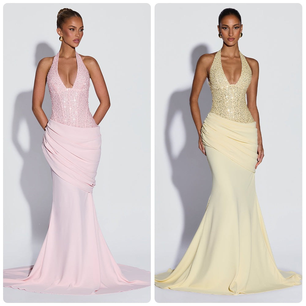 Damen Glänzendes Abendkleid mit figurbetontem Schnitt und schimmernden Pailletten Drune