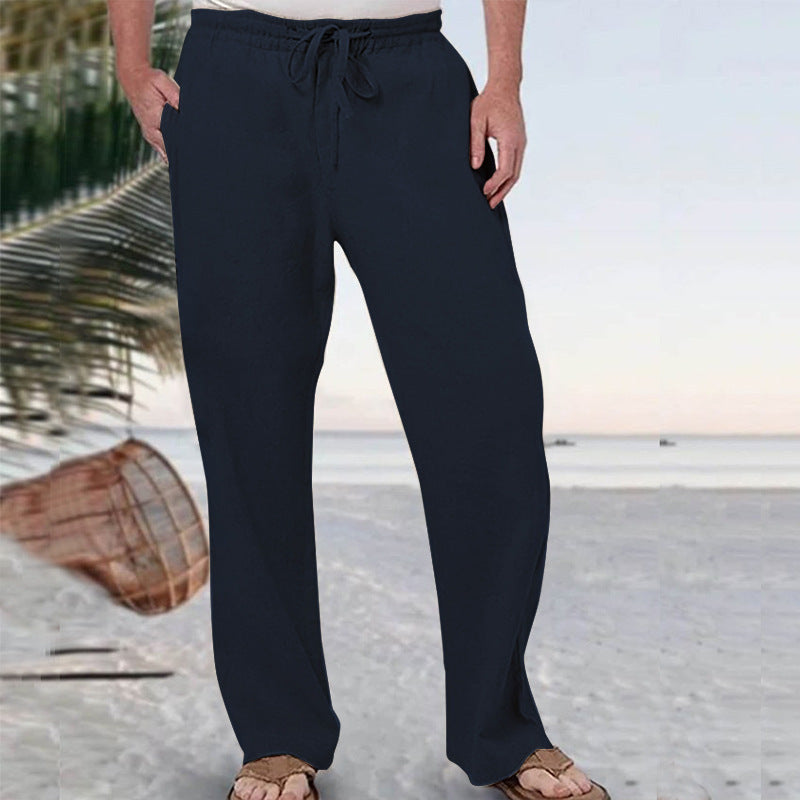 Herren nan weiche Loungehose aus Baumwolljersey mit elastischem Tunnelzugbund und seitlichen Eingrifftaschen Drune