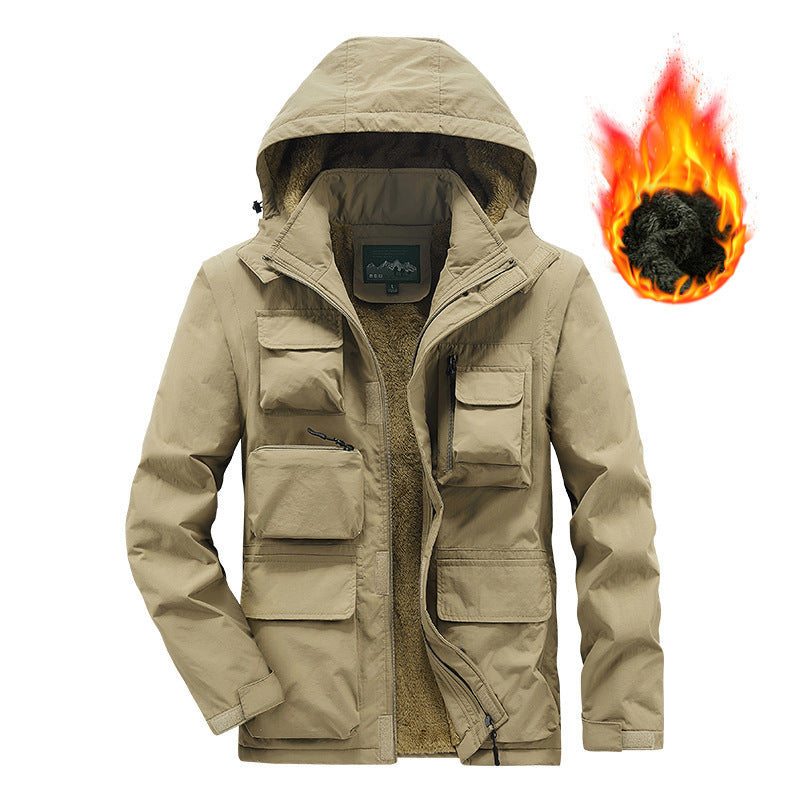 Herren Multifunktionaler Fieldparka mit Teddyfleece Innenfutter und Kapuze Drune