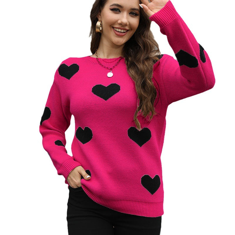 Damen Pullover mit Herzmuster und lässigem Schnitt Drune