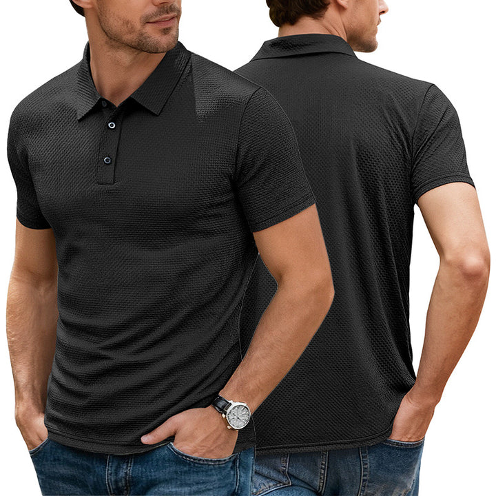 Herren nan strukturiertes Mikrojacquard-Poloshirt mit schlanker Passform und elastischem Komfortstretch Drune