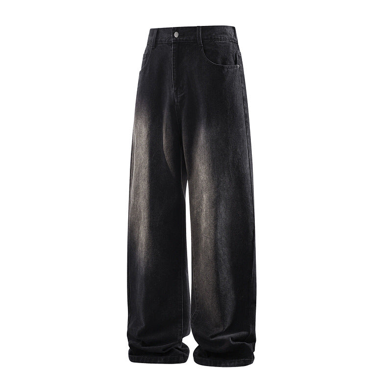 Damen Weite High‑Waist Baggy‑Jeans mit elastischem Bund und Used‑Look Drune