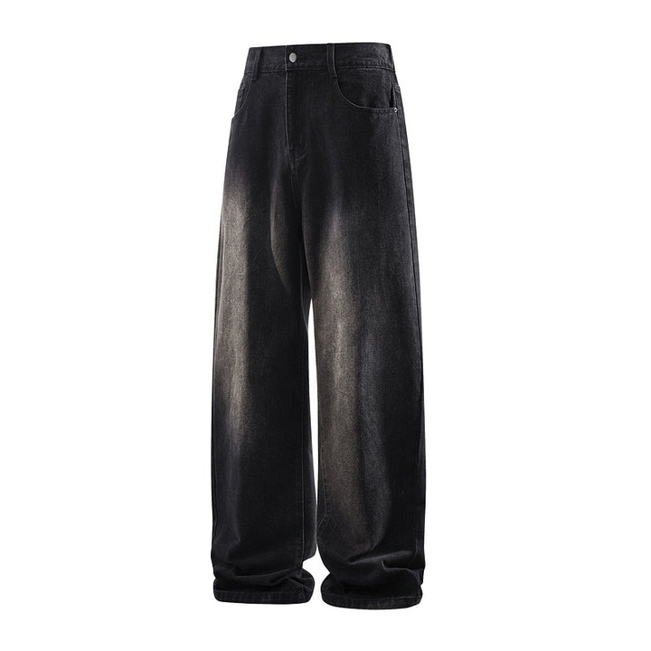 Damen Weite High‑Waist Baggy‑Jeans mit elastischem Bund und Used‑Look Drune
