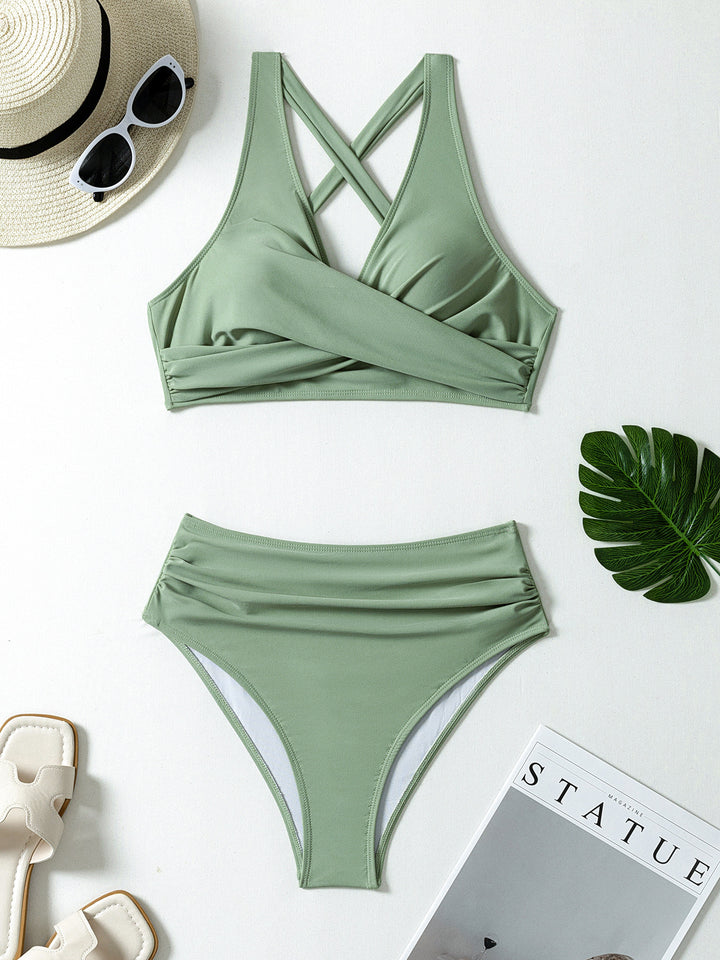 Damen Hoch tailliertes Bikini-Set mit elegantem Wickel-Design Drune