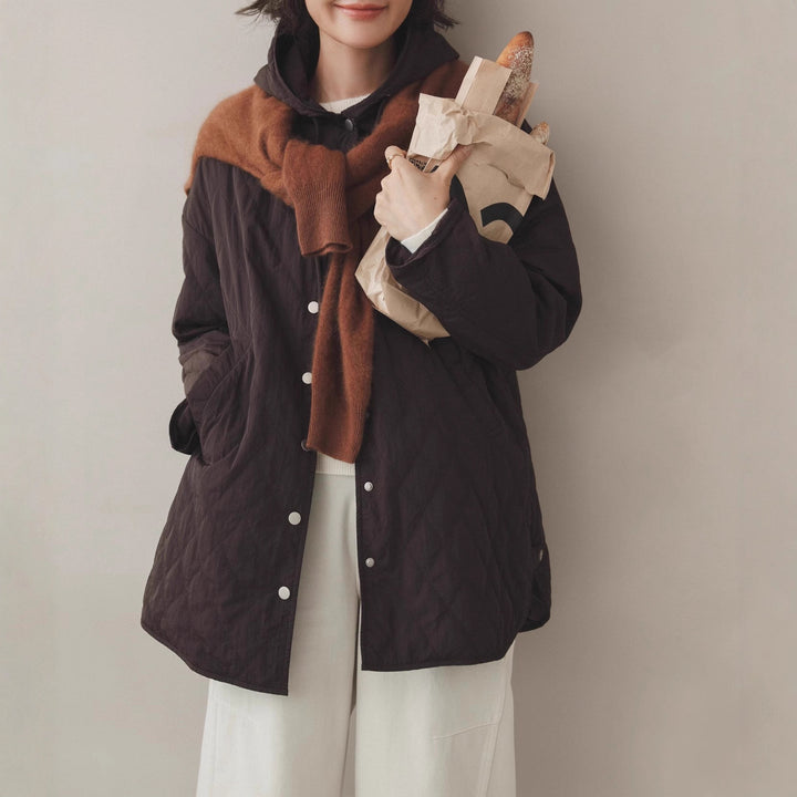 Damen Modische Steppjacke mit Kapuze Drune