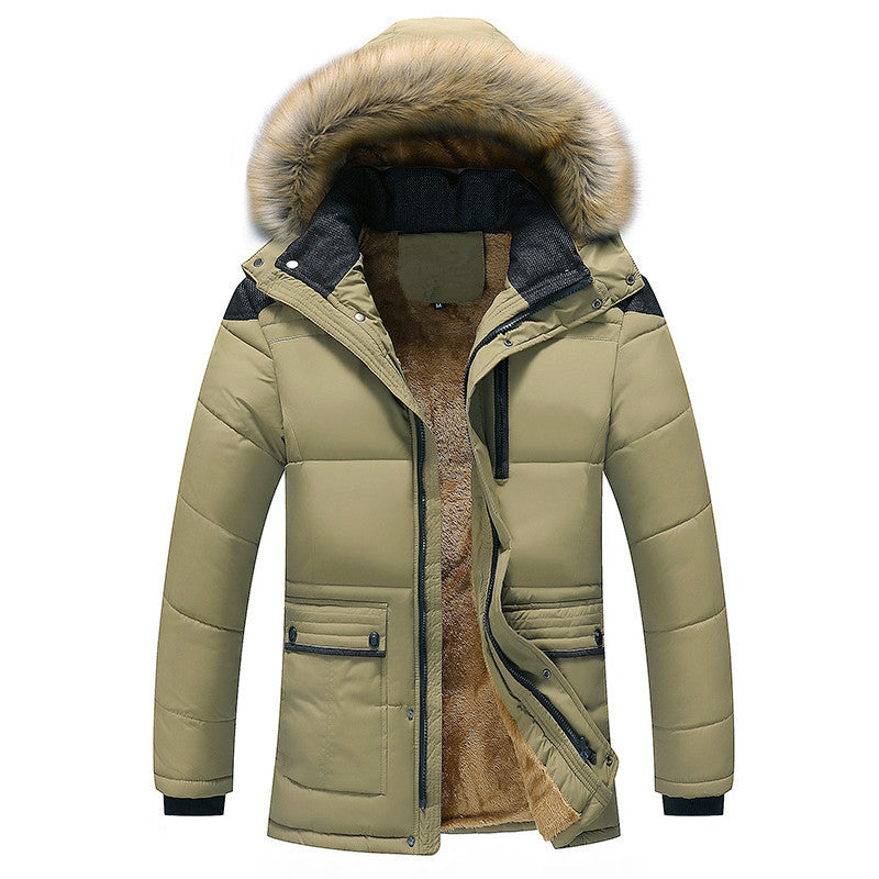 Herren Parka mit wärmender Plüschinnenlage und abnehmbarer Kunstfellkapuze Drune