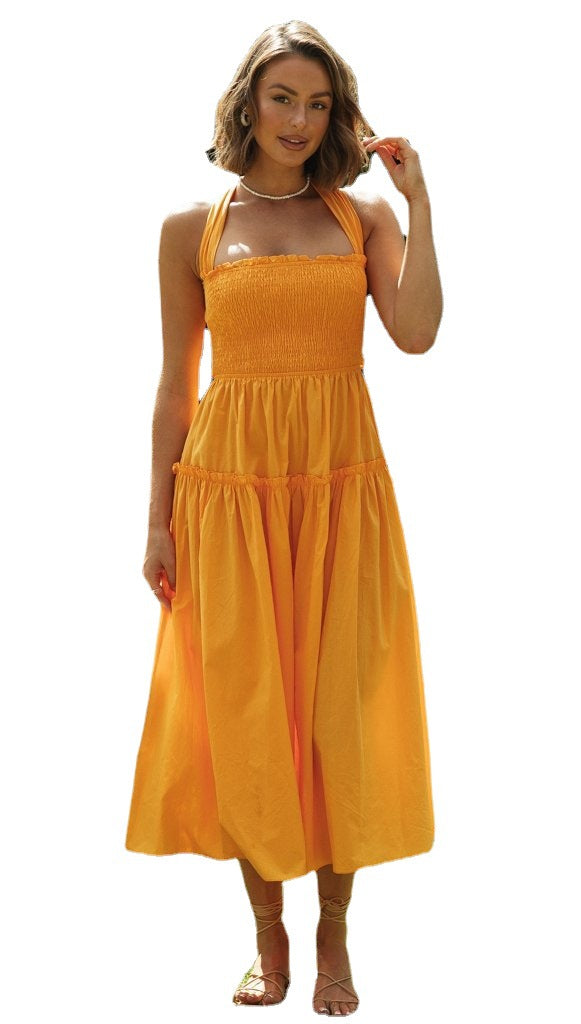 Damen Maxikleid mit tieferem Rückenausschnitt und seitlichen Schleifen Drune