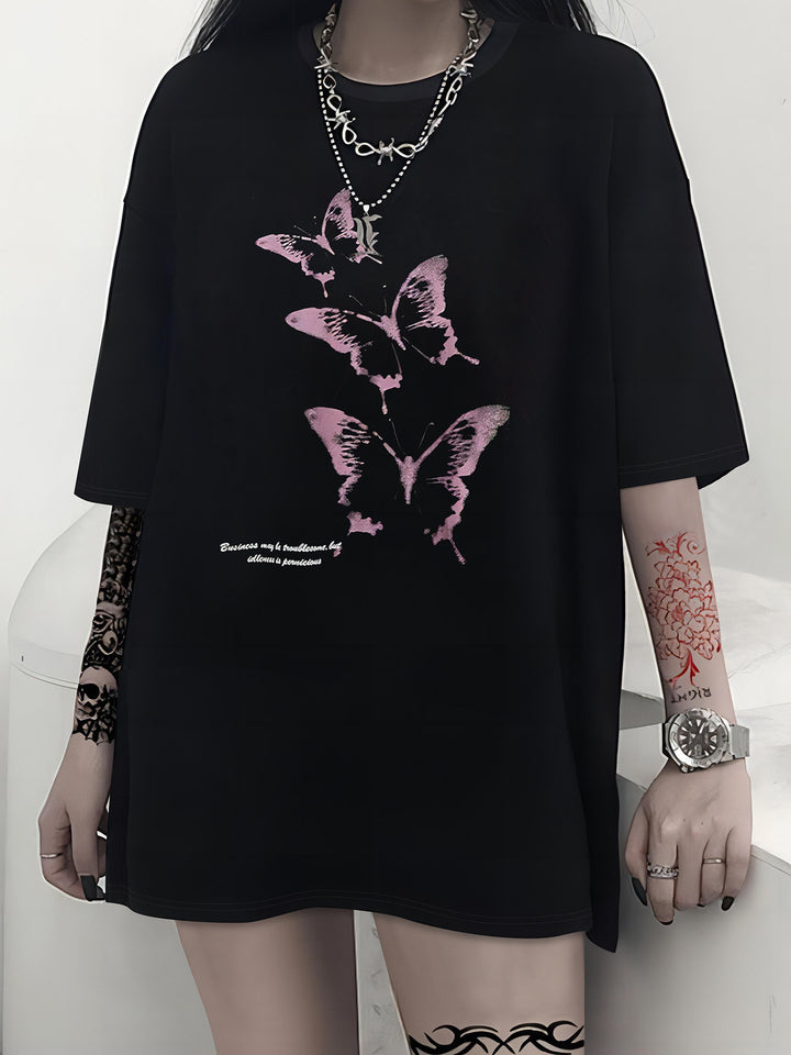 Damen T-Shirt mit kreativem Katzenmotiv und verspielter Schleife Drune