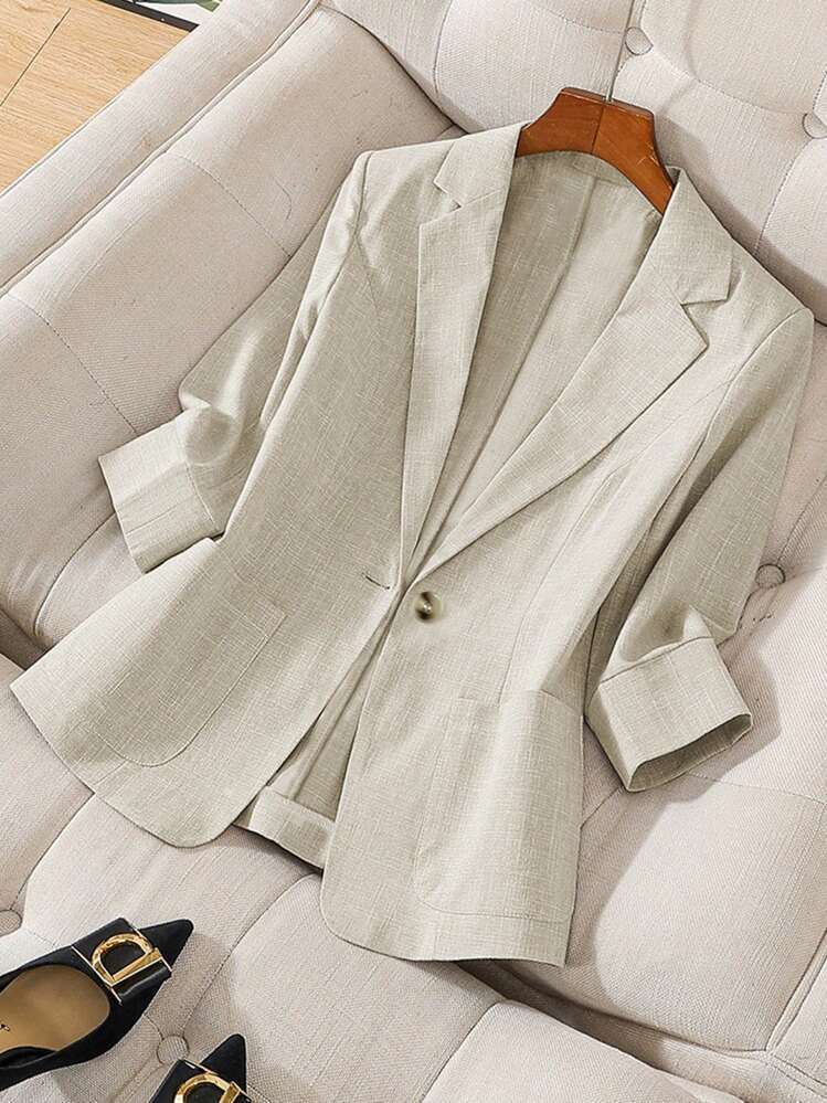 Damen elegante Leinenblazerjacke mit lässigem Schnitt Drune