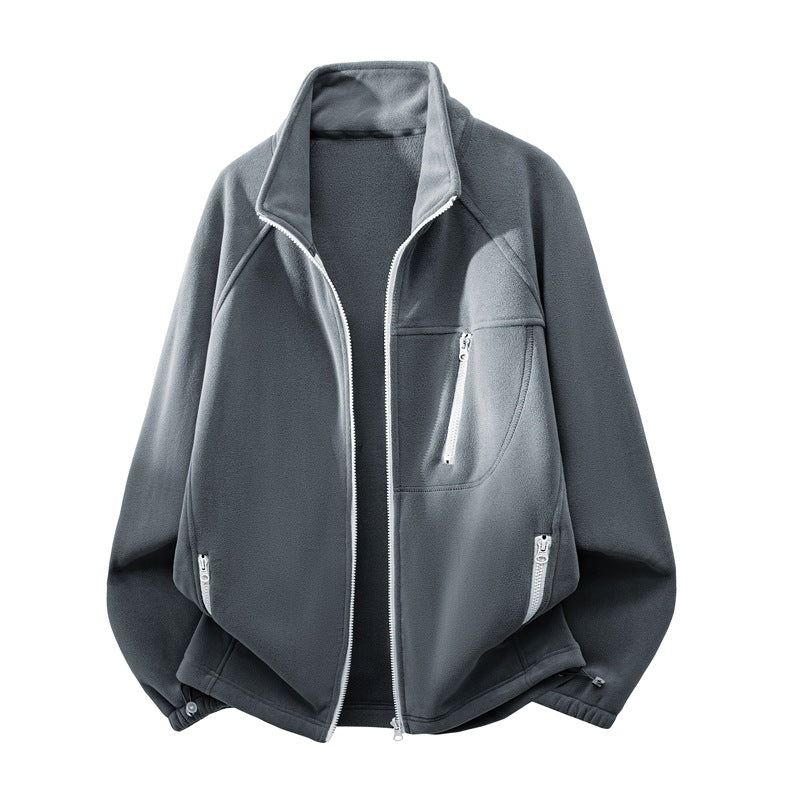 Unisex funktionale Microfleece-Performancejacke mit Stehkragen, Brustreißverschluss und ergonomischen Raglanärmeln Drune