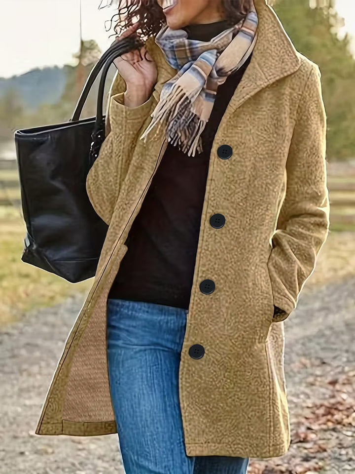 Damen nan taillierter Wollmix-Mantel mit großer Knopfleiste und Eingrifftaschen Drune