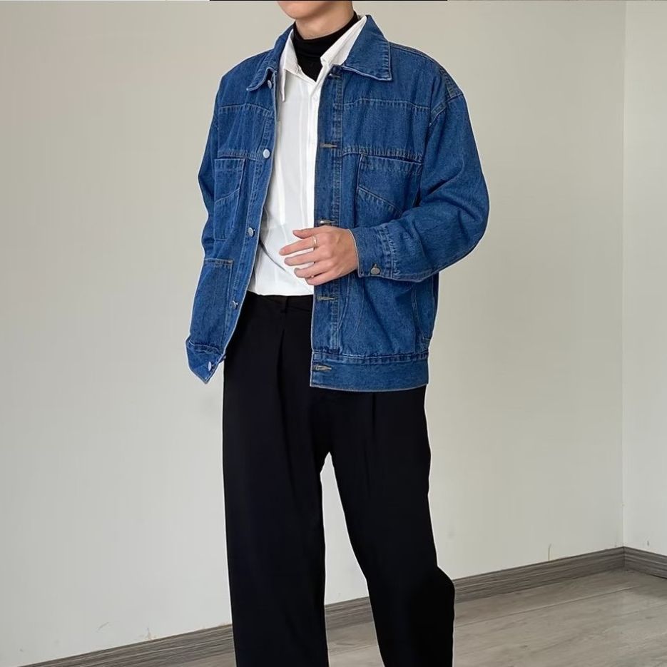Herren Denim-Überjacke mit praktischen Taschen und klassischem Schnitt Drune