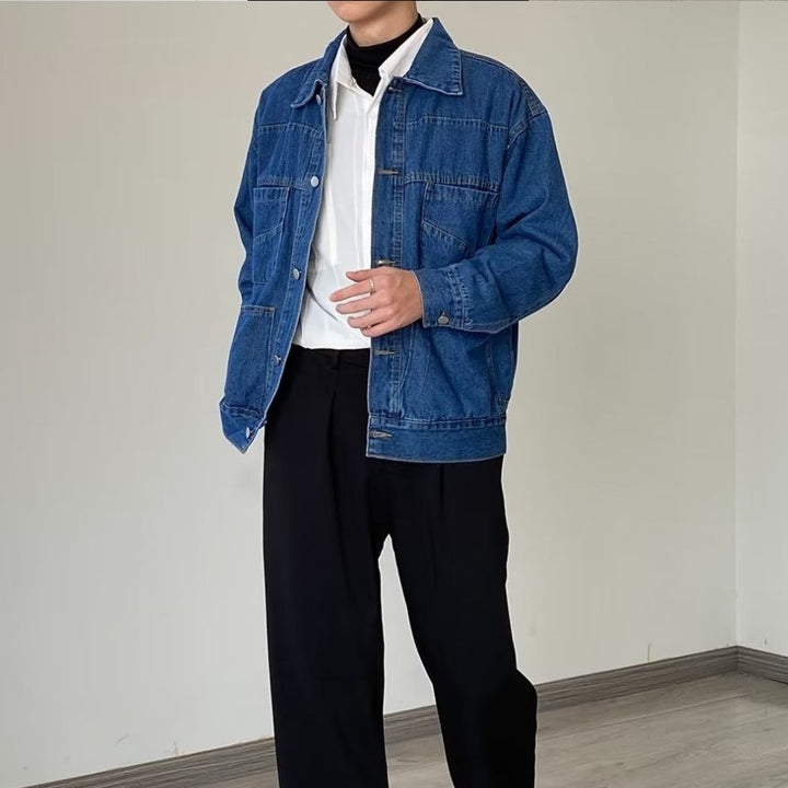 Herren Denim-Überjacke mit praktischen Taschen und klassischem Schnitt Drune
