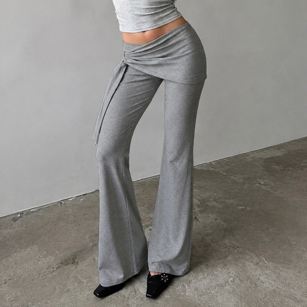 Damen Flair-Loungehose mit Wickelbund, Bindeschal und weitem Schlag Drune