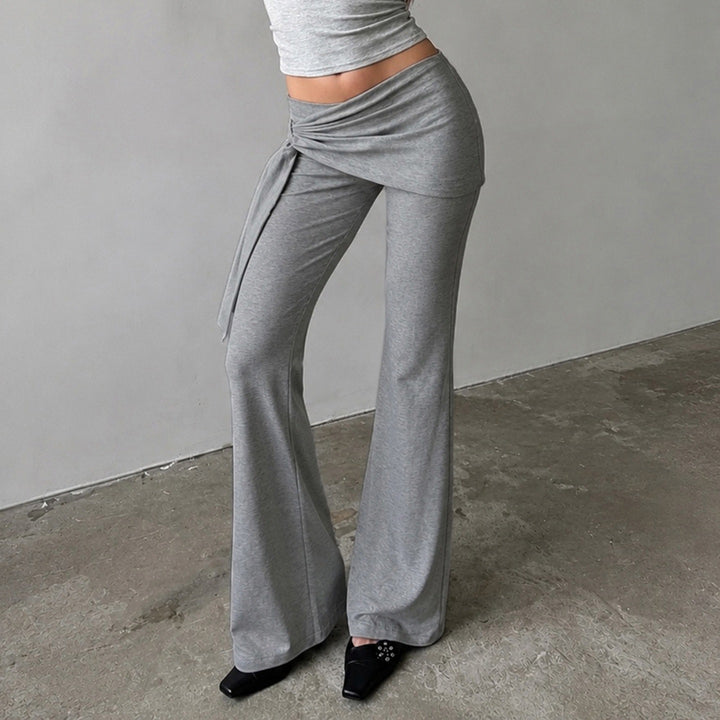 Damen Flair-Loungehose mit Wickelbund, Bindeschal und weitem Schlag Drune