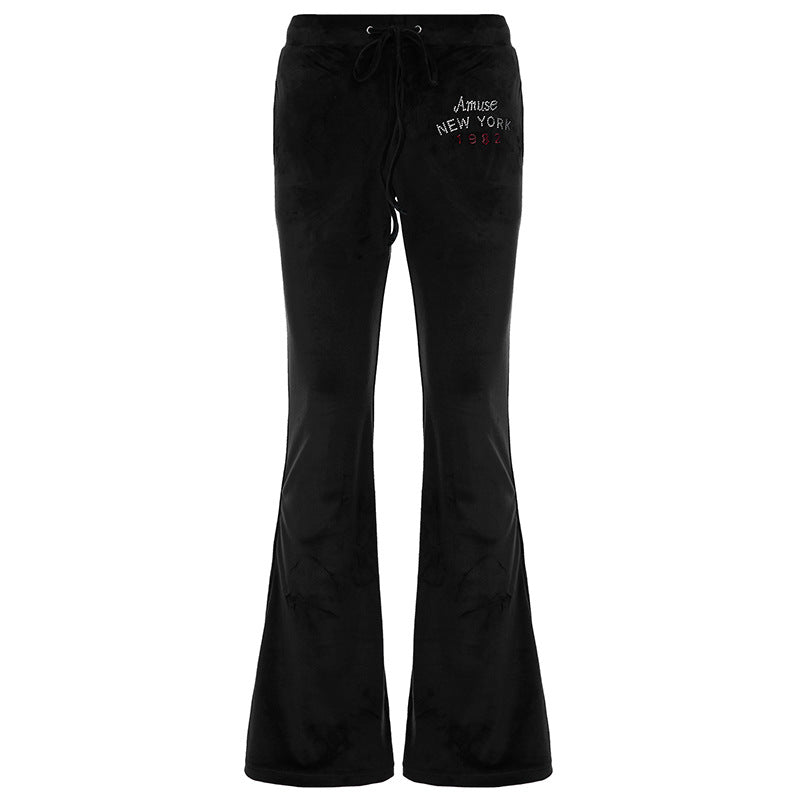 Damen Flared Sweatpants mit verstellbarem Bund und stylischem Schriftzug Drune