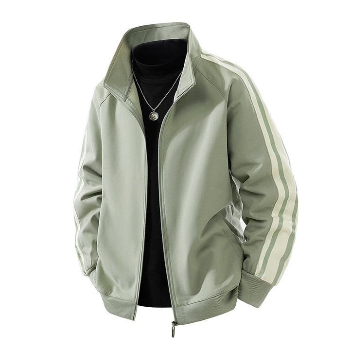 Herren Sportive Zipjacke mit Stehkragen und kontrastierenden Ärmestreifen Drune