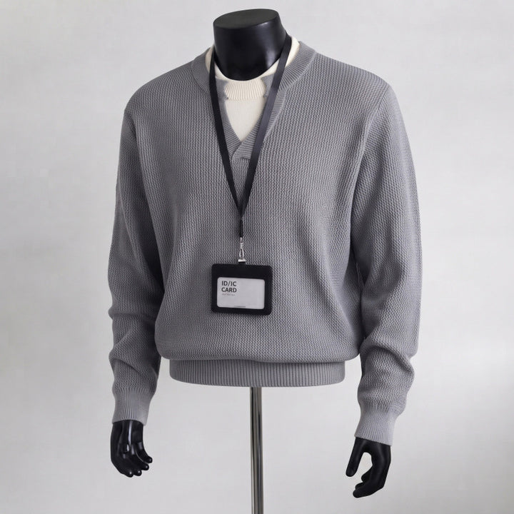 Herren Bequemer Strickpullover mit V-Ausschnitt Drune