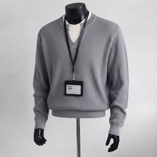 Herren Bequemer Strickpullover mit V-Ausschnitt Drune