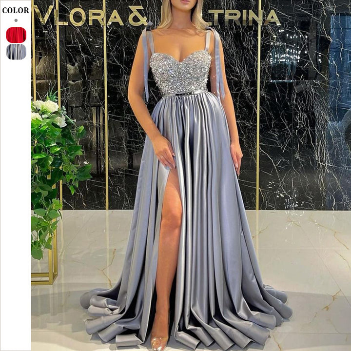 Damen Elegantes Abendkleid mit schimmerndem Oberteil und fließendem Rock Drune