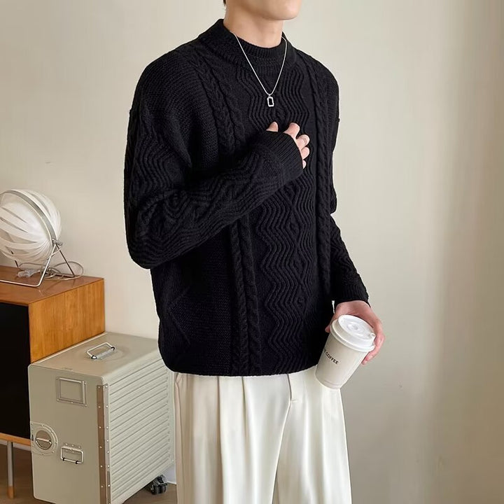 Herren Grobstrickpullover mit modernen Zopfmuster Drune