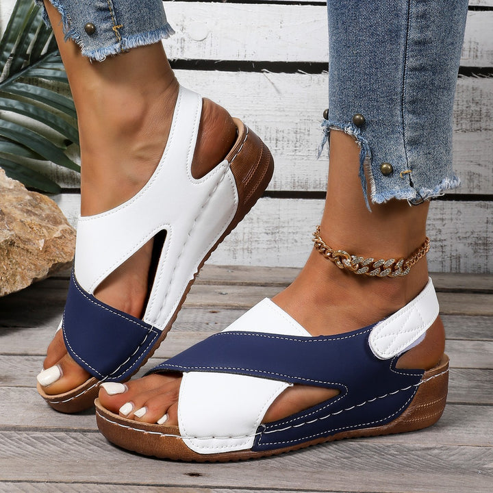 Damen Bequeme orthopädische Sandalen mit verstellbarem Fersenriemen Drune