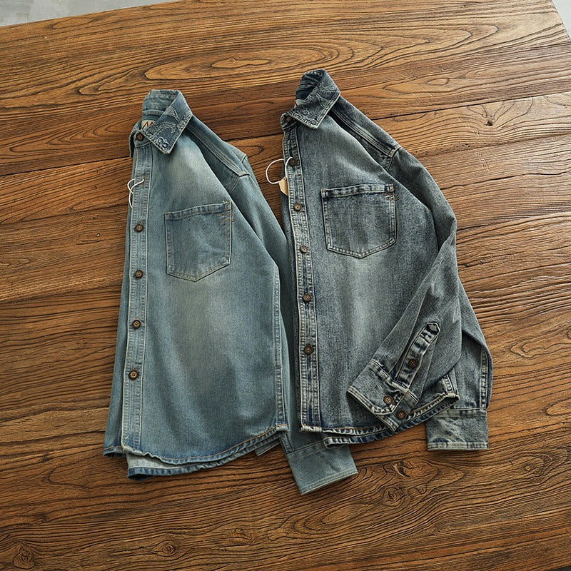 Herren Denim Hemdjacke mit Brusttaschen Drune