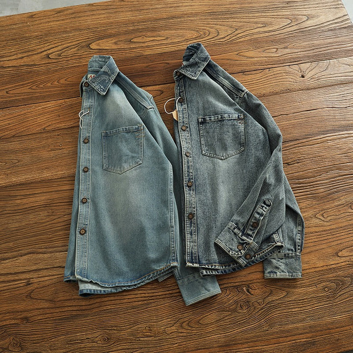 Herren Denim Hemdjacke mit Brusttaschen Drune