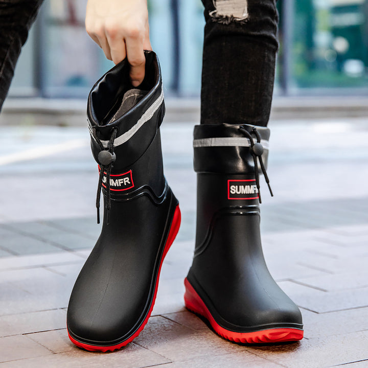 Damen Kurzschaftige Regenstiefeletten mit verstellbarem Zugband und reflektierendem Saum Drune