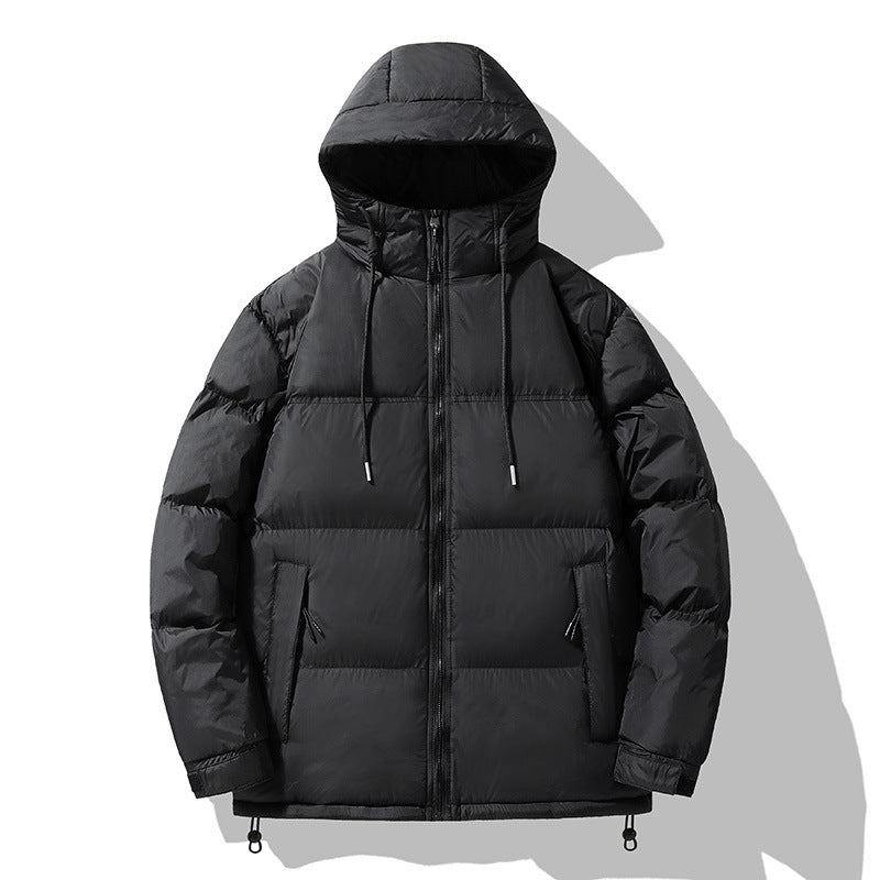 Herren  isolierte Kapuzen-Puff-Jacke in zwei Farben mit Reißverschluss-Utility-Taschen und verstellbarem Kordelsaum Drune