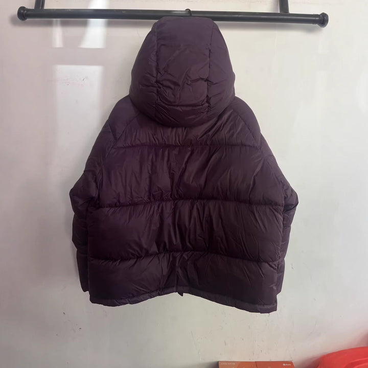 Damen Boxy Steppjacke mit hohem Kragen, Kapuze und verdeckter Verschluss Drune