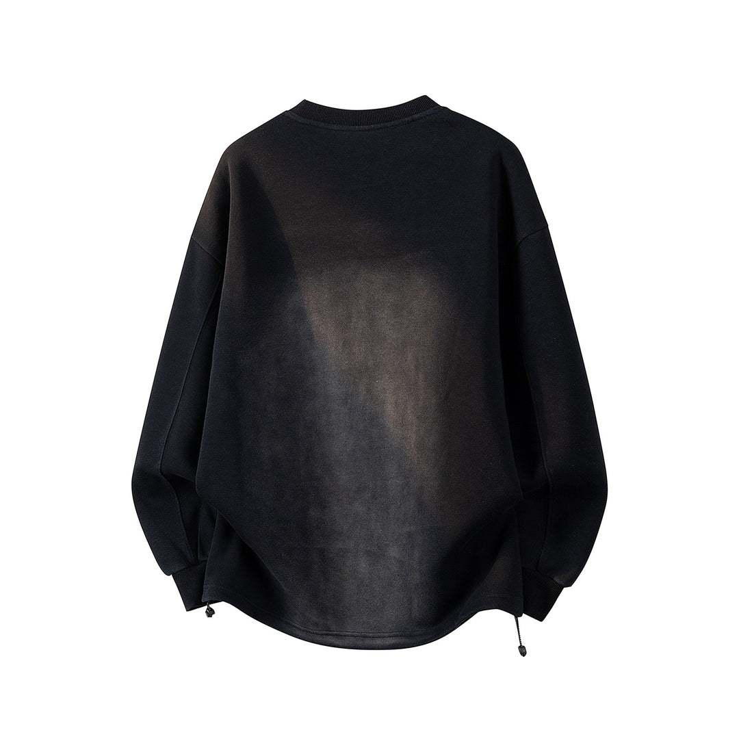 Herren Oversize Sweatshirt mit Allover-Print, Rundhalsausschnitt & Tunnelzugsaum Drune