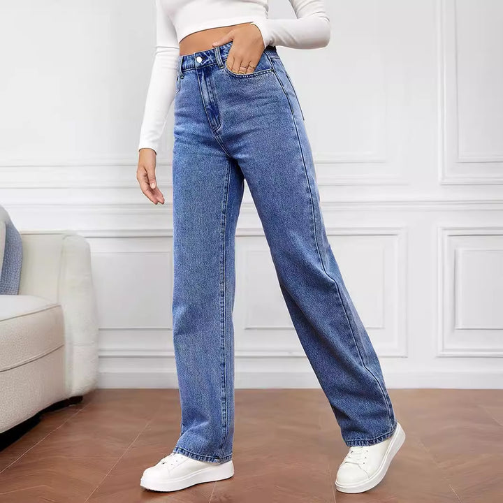 Damen Hoch geschnittene weite Jeans im Vintage-Stil Drune