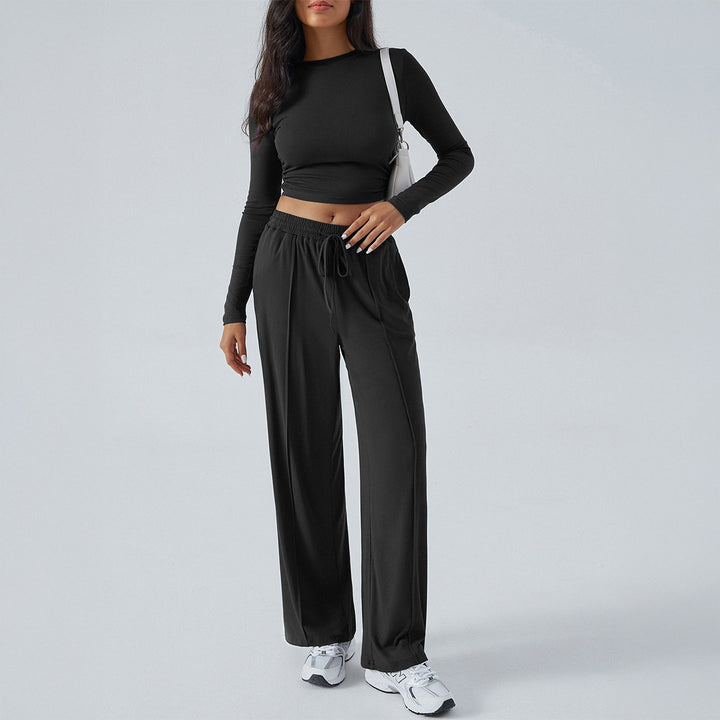 Damen lässiges Zweiteiler-Set mit weitem Oberteil und elastischen Hosen Drune