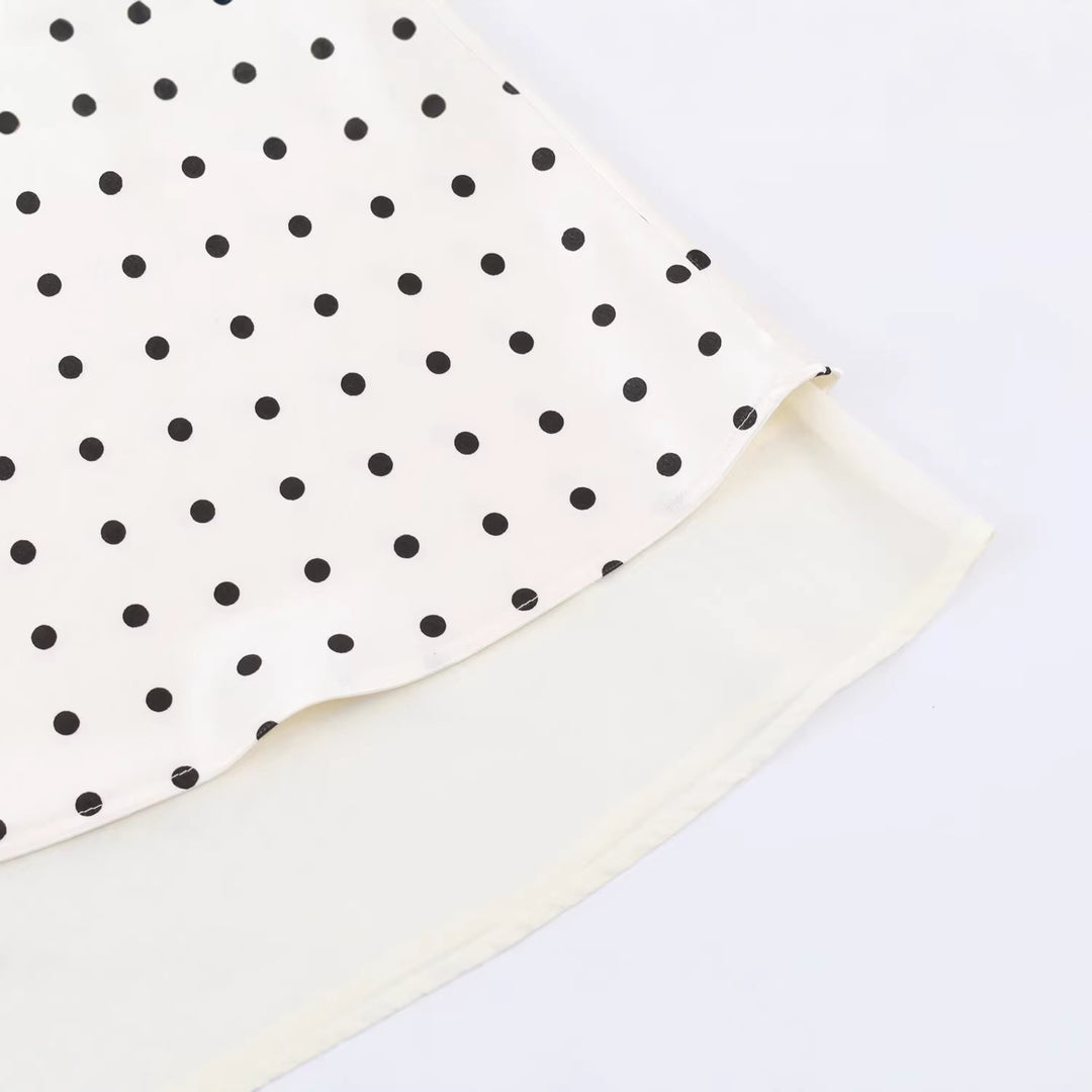 Damen A-Linien-Midirock mit doppellagigem Saum und Polka-Dot-Print Drune