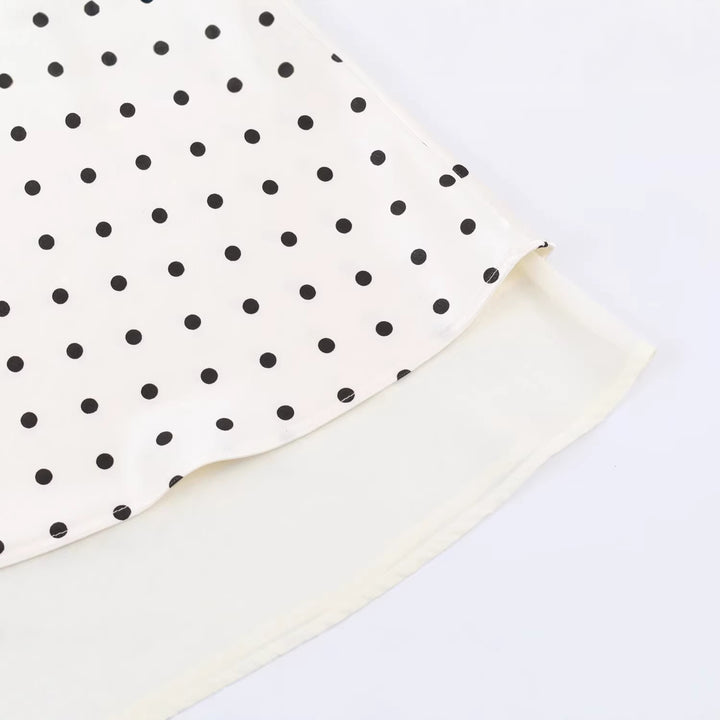 Damen A-Linien-Midirock mit doppellagigem Saum und Polka-Dot-Print Drune