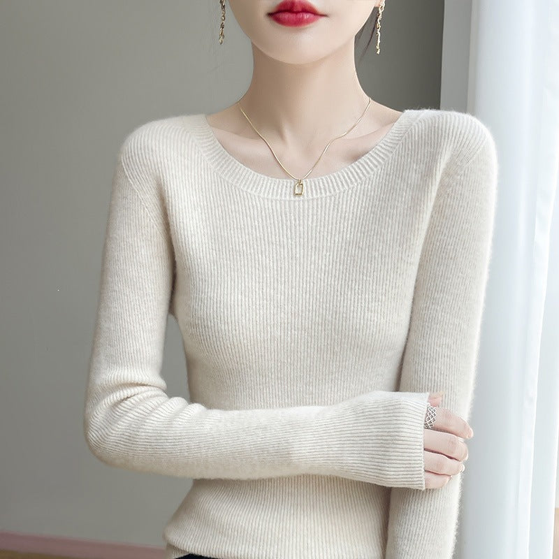 Damen Taillierter Rundhals-Pullover aus fein gerippter Kaschmir‑Optik Drune