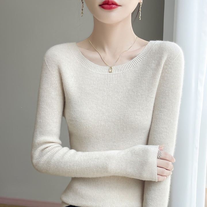 Damen Taillierter Rundhals-Pullover aus fein gerippter Kaschmir‑Optik Drune