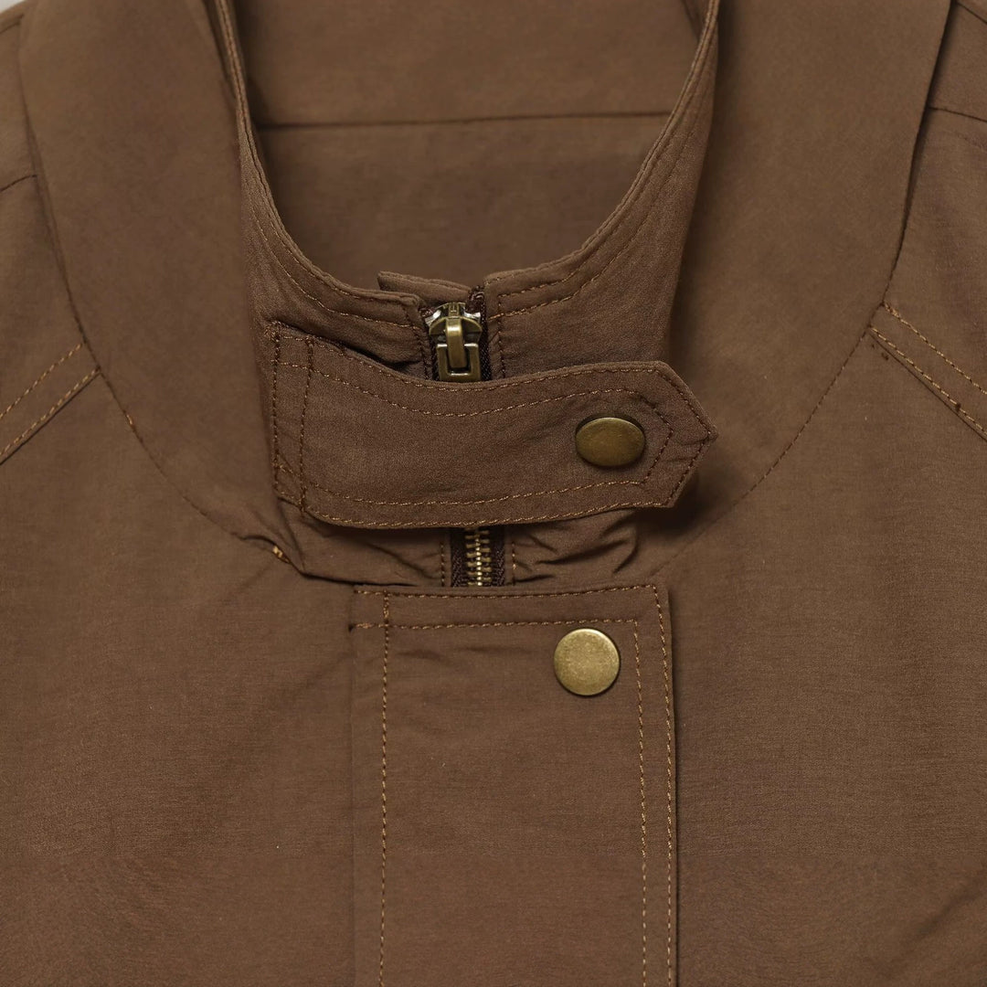 Damen Übergangsjacke mit Stehkragen, Tunnelzug und Utility-Taschen Drune