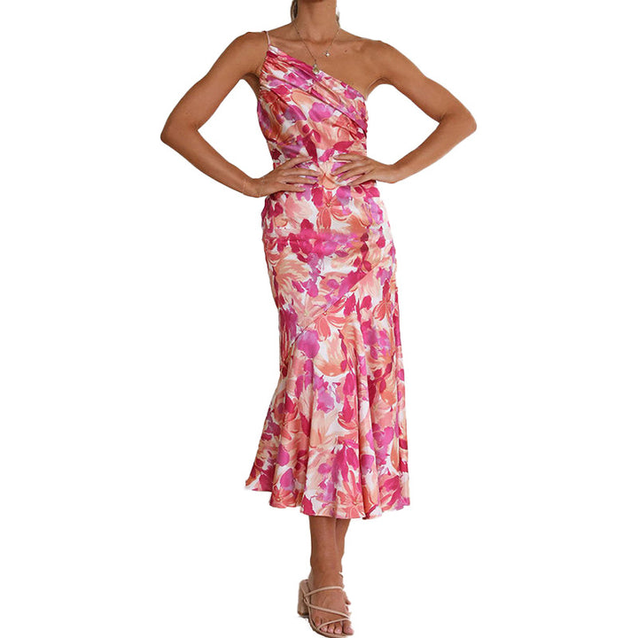 Damen Maxikleid mit schulterfreiem Design und elegantem Drapierungseffekt Drune